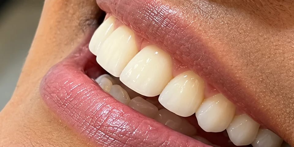 After treatment: a smoother, brighter curve of front teeth in profile