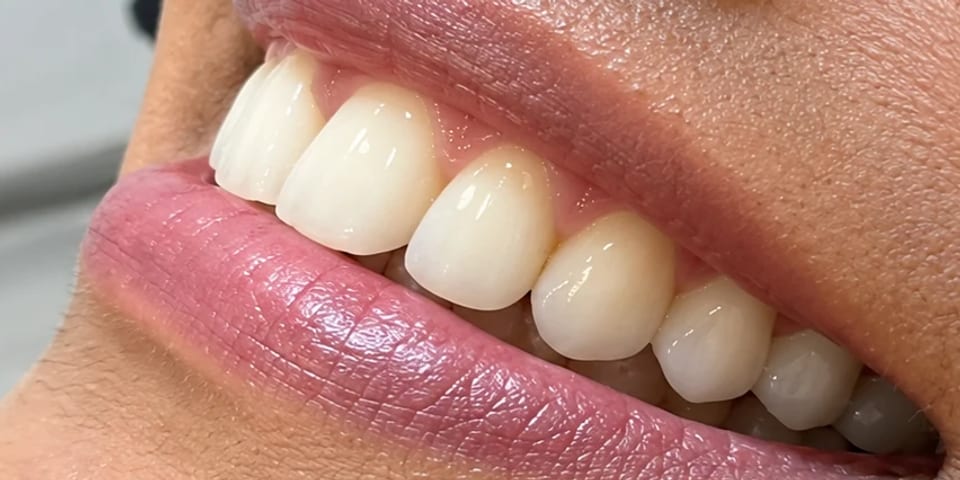 Before treatment: the smile in profile before treatment