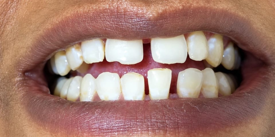 Before treatment: gaps between the upper and lower front teeth